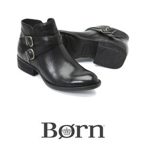 NWOT Born Black Leather Ozark Booties Buckles